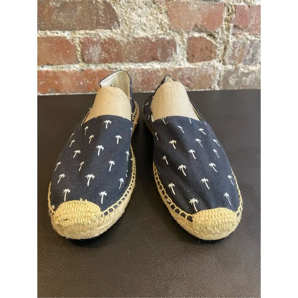 Sam Edelman Navy Palm Tree Espadrille Sandal Flats Size 8